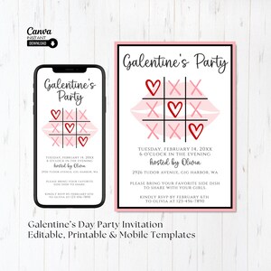 Faire-part Galentine, invitation de la Saint-Valentin, invitation modifiable fête des Galentines, fête de la Saint-Valentin, faire-part Saint-Valentin