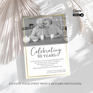 50th Anniversary Invitation: Golden Celebration, Editable Template (Digital Download)