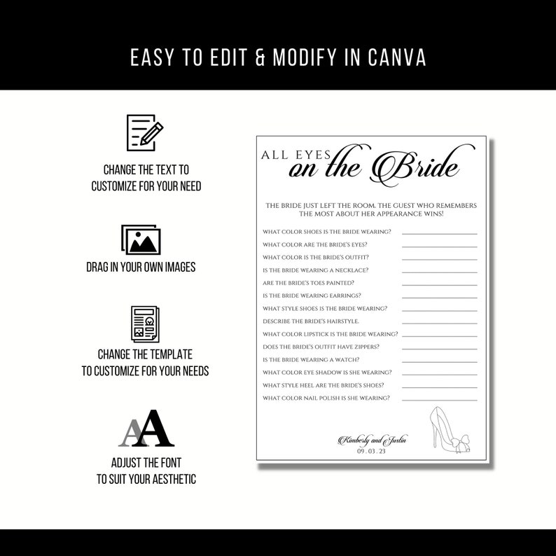 Editable Bridal Shower Game Printable Minimalist Wedding - Etsy