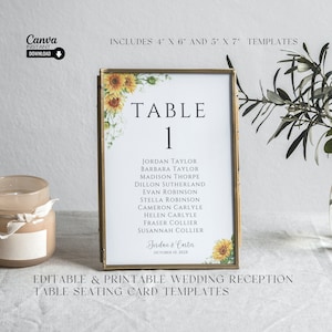 Table Seating Chart Card Template, Wedding Seating Chart Printable Cards, Table Seating Cards, Minimalist Seating Card Editable, Canva