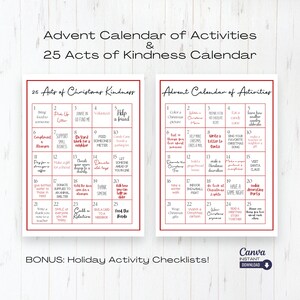 Christmas Acts of Kindness Calendar Printable, Editable Advent Calendar of Activities, Christmas Calendar, Advent Calendar, Canva Template