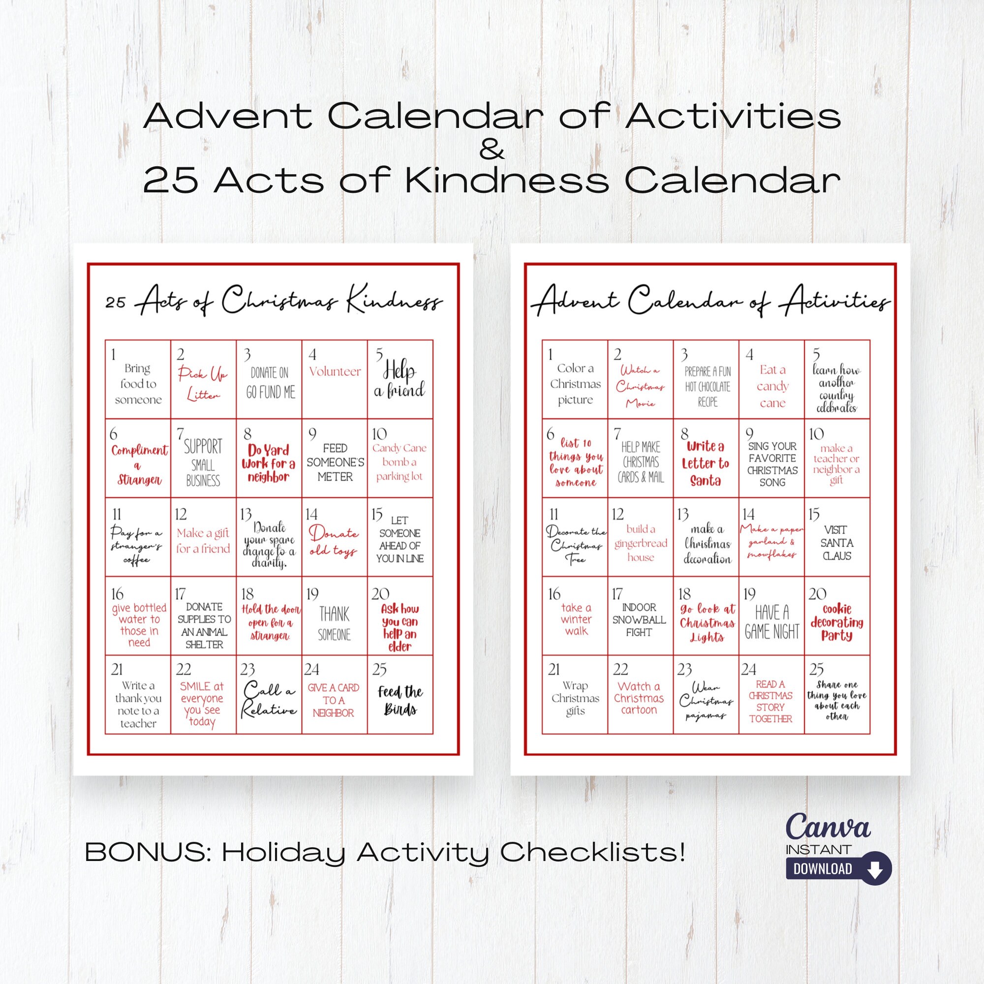 Christmas Acts of Kindness Calendar Printable, Editable Advent Calendar of Activities, Christmas Calendar, Advent Calendar, Canva Template - Etsy christmas-acts-of-kindness-calendar-printable-editable-advent-calendar-of-activities-christmas-calendar-advent-calendar-canva-template-etsy