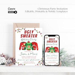 Ugly Sweater Party Invitation, Christmas Party Invite, Ugly Sweater Invite, Holiday Party Printable Invitation, Ugly Sweater Party Evite