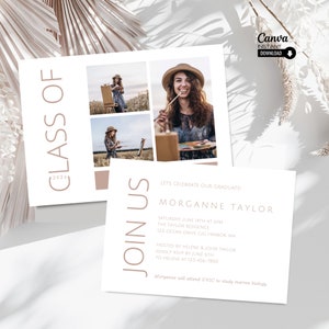 Editable Graduation Party Invitation, Printable Graduation Announcement Template, Graduation Invitation, Modern Graduation Invitation