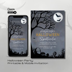 Editable Halloween Costume Party Invitation: Canva Template (Digital)