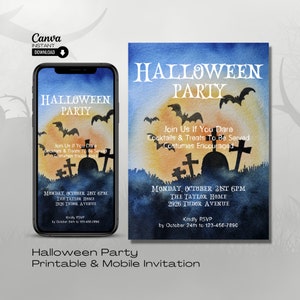 Editable Halloween Party Invitation: Costume Party Evite (Canva Template)