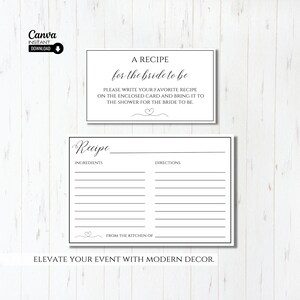 Printable Bridal Shower Recipe Card Template, Recipe Request Card ...