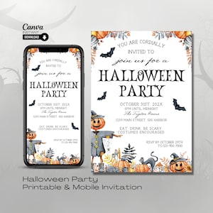 Editable Halloween Party Invitation: Costume Party Evite (Canva)