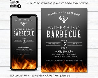 Father's Day BBQ Invitation Template: Editable Party Invite (Digital Download)