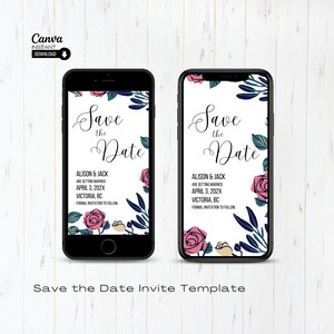 Editable Mobile Save The Date Invitation Template, Electronic Wedding Invite, Save The Date Ecard, iPhone Invitation, Evite, Digital Invite