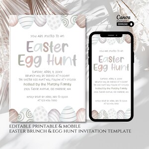 Editable Easter Egg Hunt Invitation: Brunch Party Invite (Printable & Mobile)