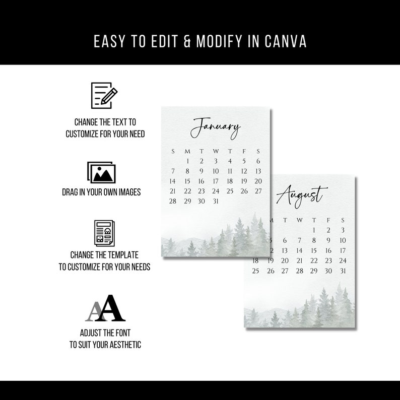 2024 Mini Desk Calendar Printable Desk Calendar Monthly Etsy