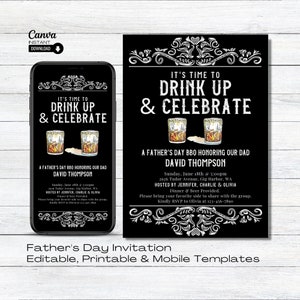 Editable Fathers Day Invite, Printable Father&#39;s Day BBQ Invitation, Instant Download Mobile Father&#39;s Day Party Brunch Invite Template