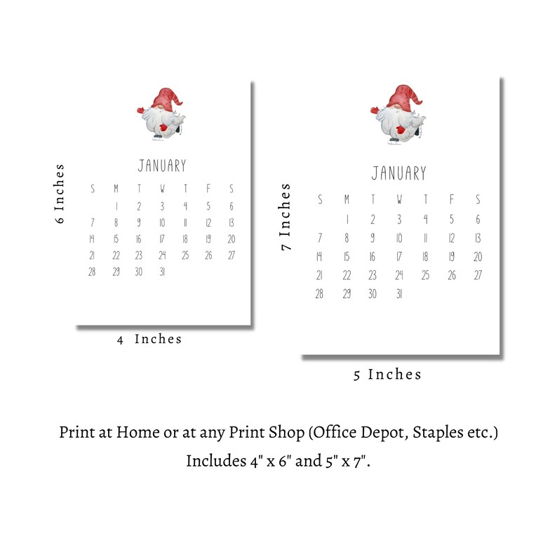 2024 Gnome Mini Desk Calendar Printable Desk Calendar Etsy