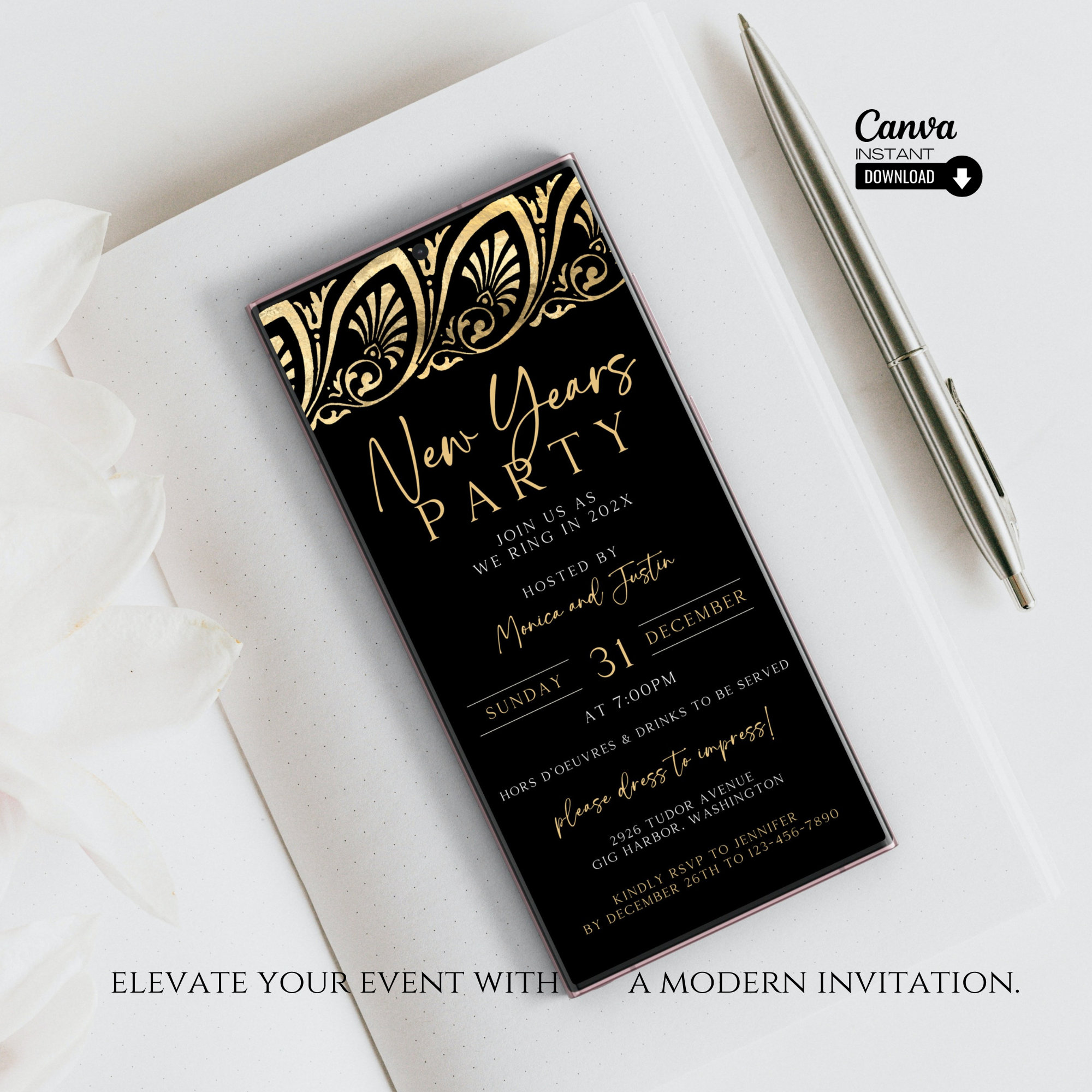 Editable New Years Eve Party Invitation Template Printable - Etsy