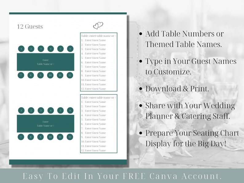 Editable Wedding Seating Chart Planner Printable Seating Etsy Editable wedding seating chart planner printable seating etsy