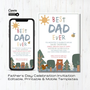 Editable Fathers Day Invite, Printable Father&#39;s Day BBQ Invitation, Instant Download Mobile Father&#39;s Day Party Brunch Invite Template