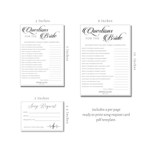 Editable Song Request Cards Template, Minimalist Wedding Song Request ...
