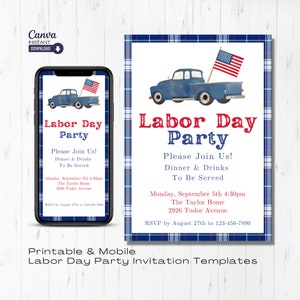Labor Day BBQ Invitation Template: Editable Party Invite (Digital Download)