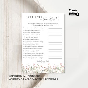 All Eyes on the Bride Game: Bridal Shower Memory (Instant Download)