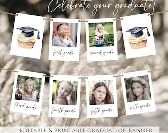 Editable Graduation Photo Banner: Class of 2025 Party Decor (Printable)