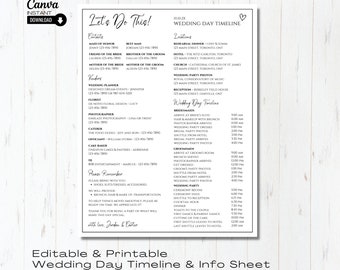 Editable Wedding Day Timeline Template (Canva)