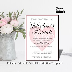 Galentine-Einladung, Galentines-Tag einladen, Galentiner-Party-bearbeitbare Einladung, Galentin's-Day-Party, Valentinstag-Party-Einladung