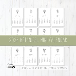 2026 Desk Calendar, Printable Desk Calendar Template, Monthly Calendar, Mini Easel Calendar, Editable Small Calendar, Christmas Gift, Canva