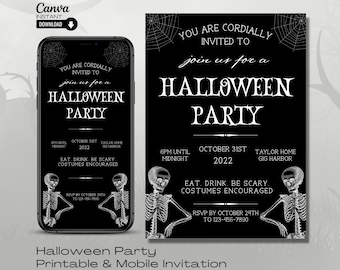 Editable Halloween Party Invitation: Costume Party Evite (Canva Template)