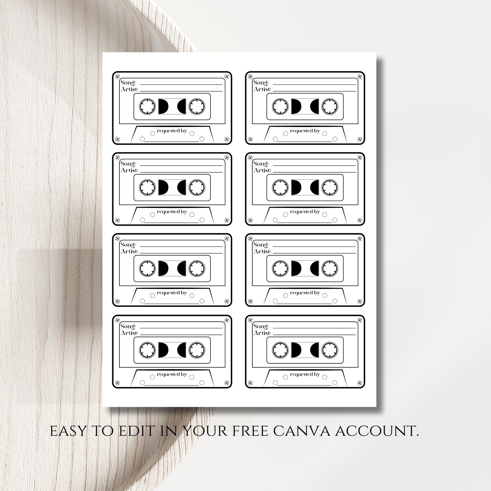 Editable Song Request Cards Template, Printable Song Request Card, I ...
