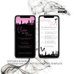 New York Bachelorette Itinerary Invitation: Editable City Weekend (Canva Template)