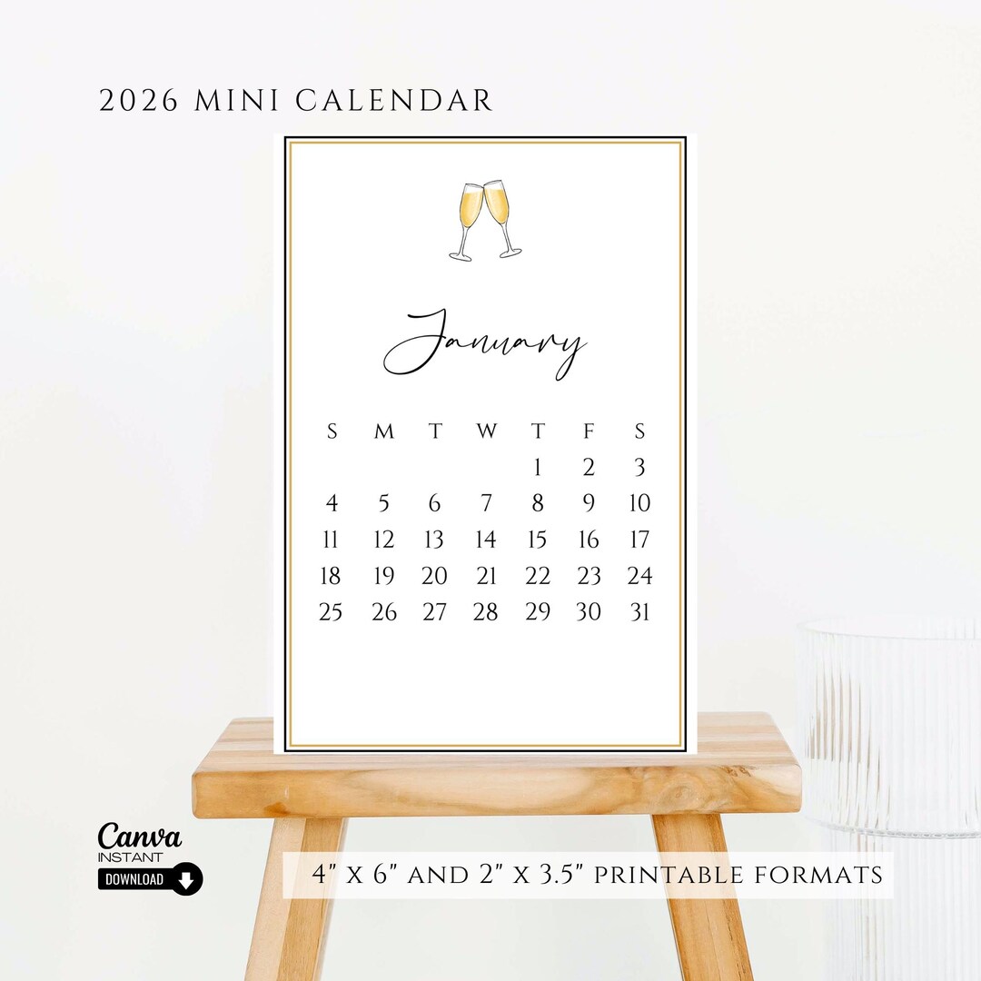 2026 Mini Desk Calendar Template, Editable Printable (canva Template ...