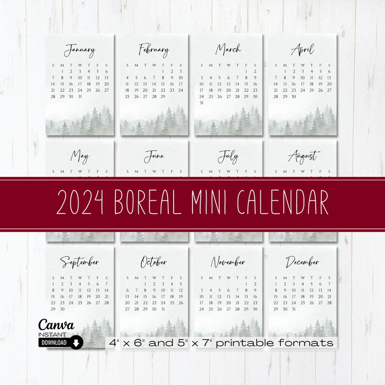 2024 Mini Desk Calendar Printable Desk Calendar Monthly Etsy