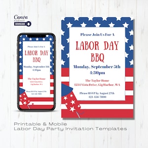 Labor Day BBQ Invitation Template: Editable Party Invite (Digital Download)