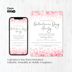 Galentine-Einladung, Galentines-Tag einladen, Galentiner-Party-bearbeitbare Einladung, Galentin's-Day-Party, Valentinstag-Party-Einladung