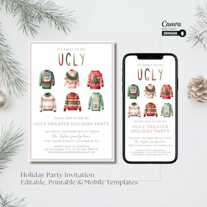 Ugly Sweater Party Invitation, Christmas Party Invite, Ugly Sweater Invite, Holiday Party Printable Invitation, Ugly Sweater Party Evite