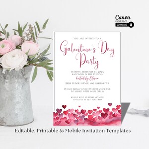 Faire-part Galentine, invitation de la Saint-Valentin, invitation modifiable fête des Galentines, fête de la Saint-Valentin, faire-part Saint-Valentin
