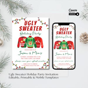 Ugly Sweater Party Invitation, Christmas Party Invite, Ugly Sweater Invite, Holiday Party Printable Invitation, Ugly Sweater Party Evite