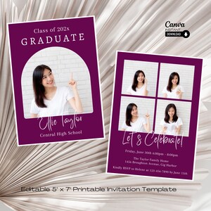 Editable Graduation Party Invitation, Printable Graduation Announcement Template, Graduation Invitation, Modern Graduation Invitation, Grad