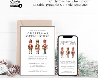 Editable Nutcracker Christmas Party Invitation Template (Canva)