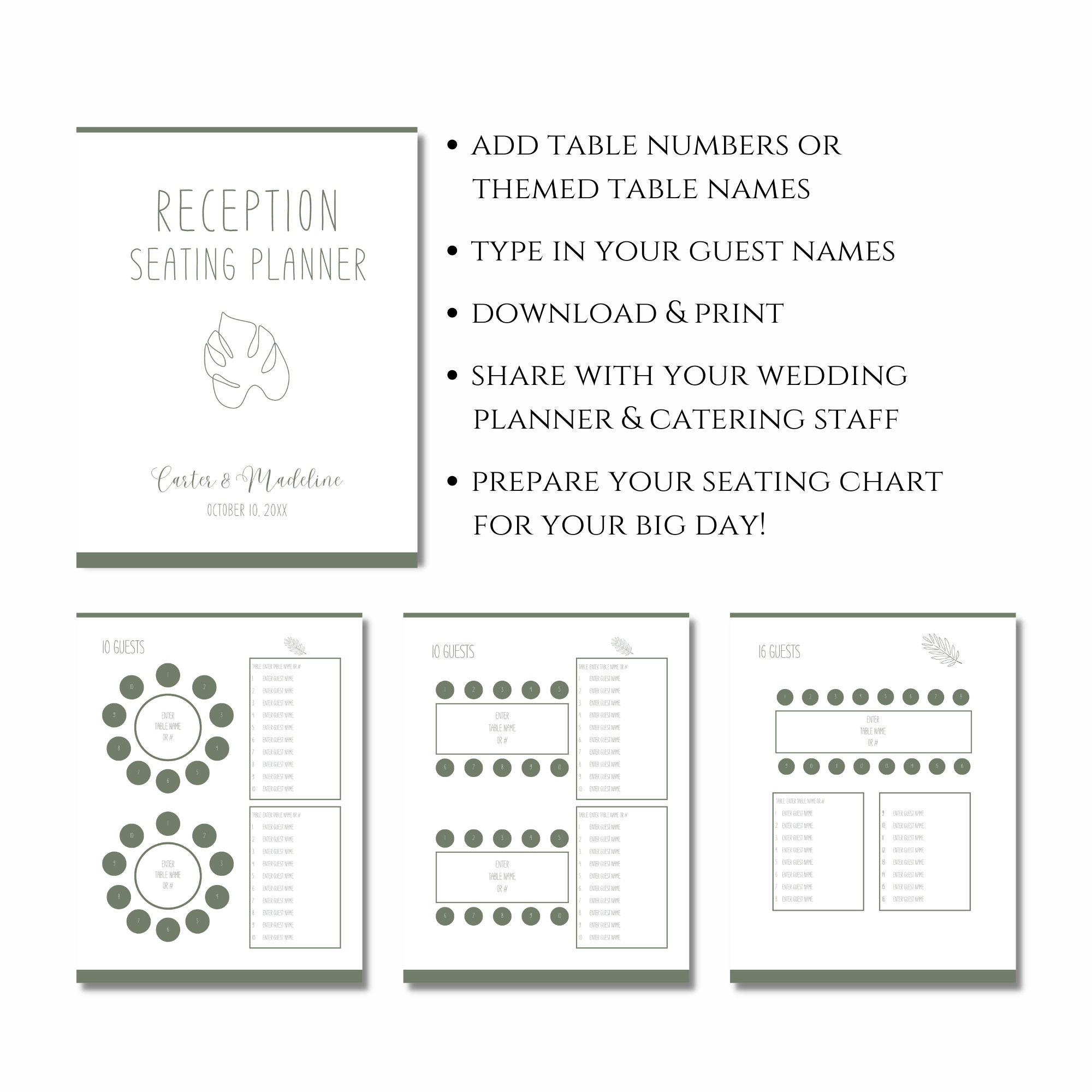 Editable Wedding Seating Chart Planner Printable Seating Etsy