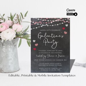 Galentine Invitation, Galentines Day Invite, Galentines Party Editable Invitation, Galentine's Day Party, Valentine's Party Invitation