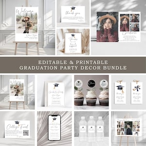 Editable Graduation Invitation Bundle Template, Graduation Party Bundle, Grad Party Invite, Graduation Party Decor, High School Graduation