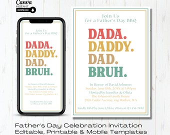 Editable Father's Day BBQ Invitation: Printable Party Template (Instant Download)