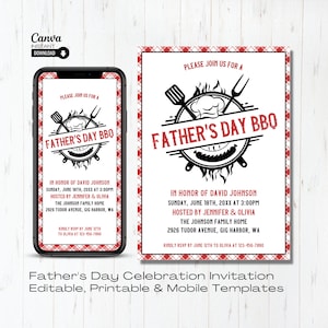 Editable Fathers Day Invite, Printable Father's Day BBQ Invitation, Instant Download Mobile Father's Day Party Brunch Invite Template