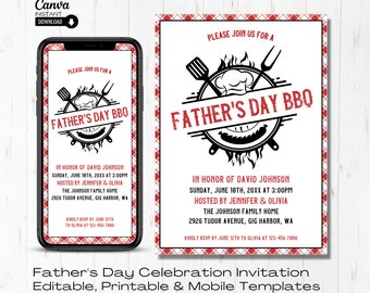 Father's Day BBQ Invitation: Editable Party Template (Digital Download)