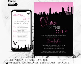 Editable NYC Bachelorette Party Invitation & Itinerary (Printable)