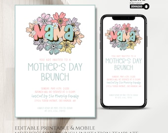 Editable Mother's Day Brunch Invitation: Boho Floral (Printable & Mobile)