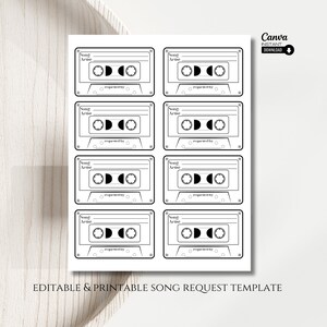 Modèle de cartes de demande de chanson modifiable, carte de demande de chanson imprimable, je promets de danser, demande de DJ, demande de musique, carte de chanson karaoké