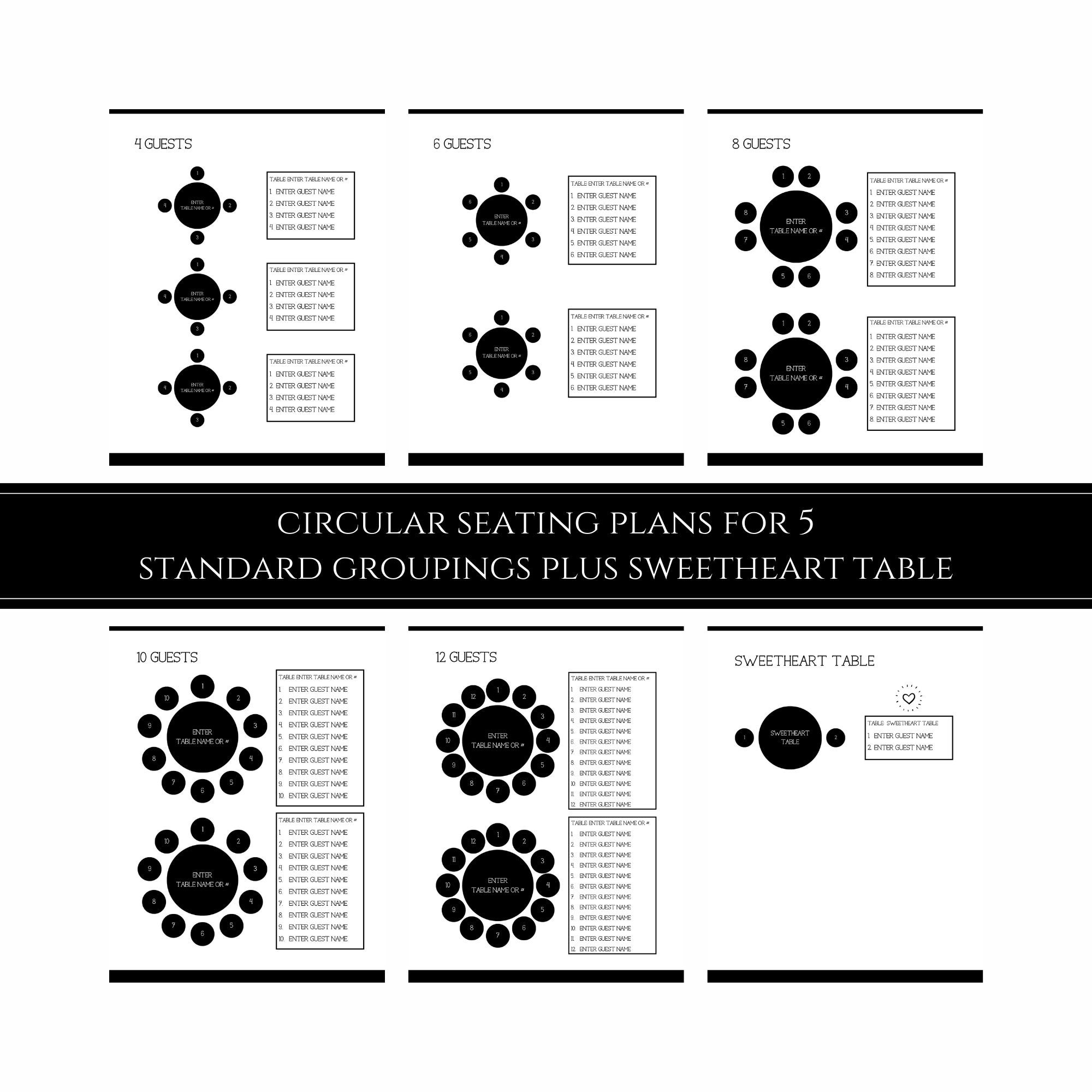 Editable Wedding Seating Chart Planner: Printable Table Plan (canva ...